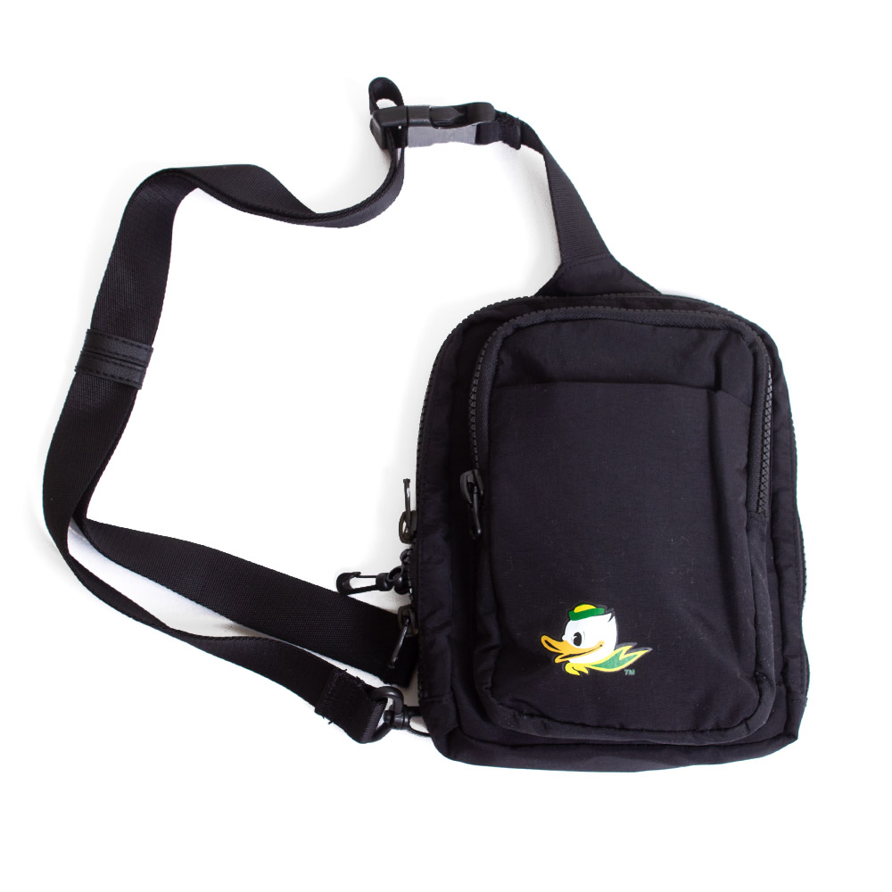 Fighting Duck, Logo Brand, Black, Fashion Bag, Nylon, Accessories, Unisex, Adjustable strap, Zipper compartment, 757187